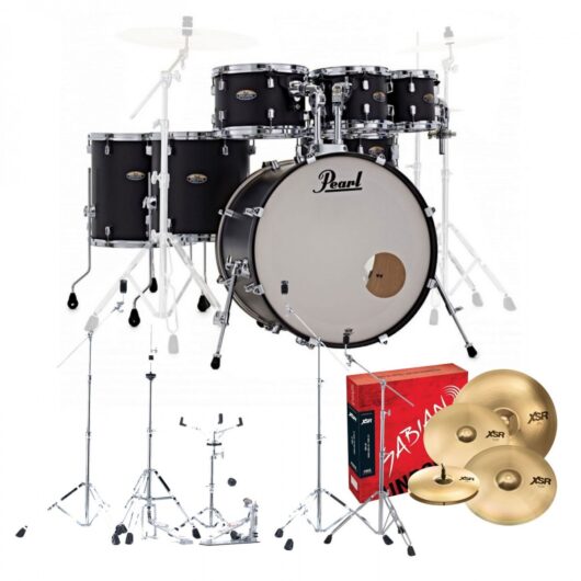 Pearl Decade Maple 7pc Pro Drum Kit w/Sabian XSRs Satin Slate Black