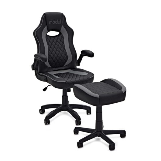 modul Studio Chair and Footstool Black and Grey