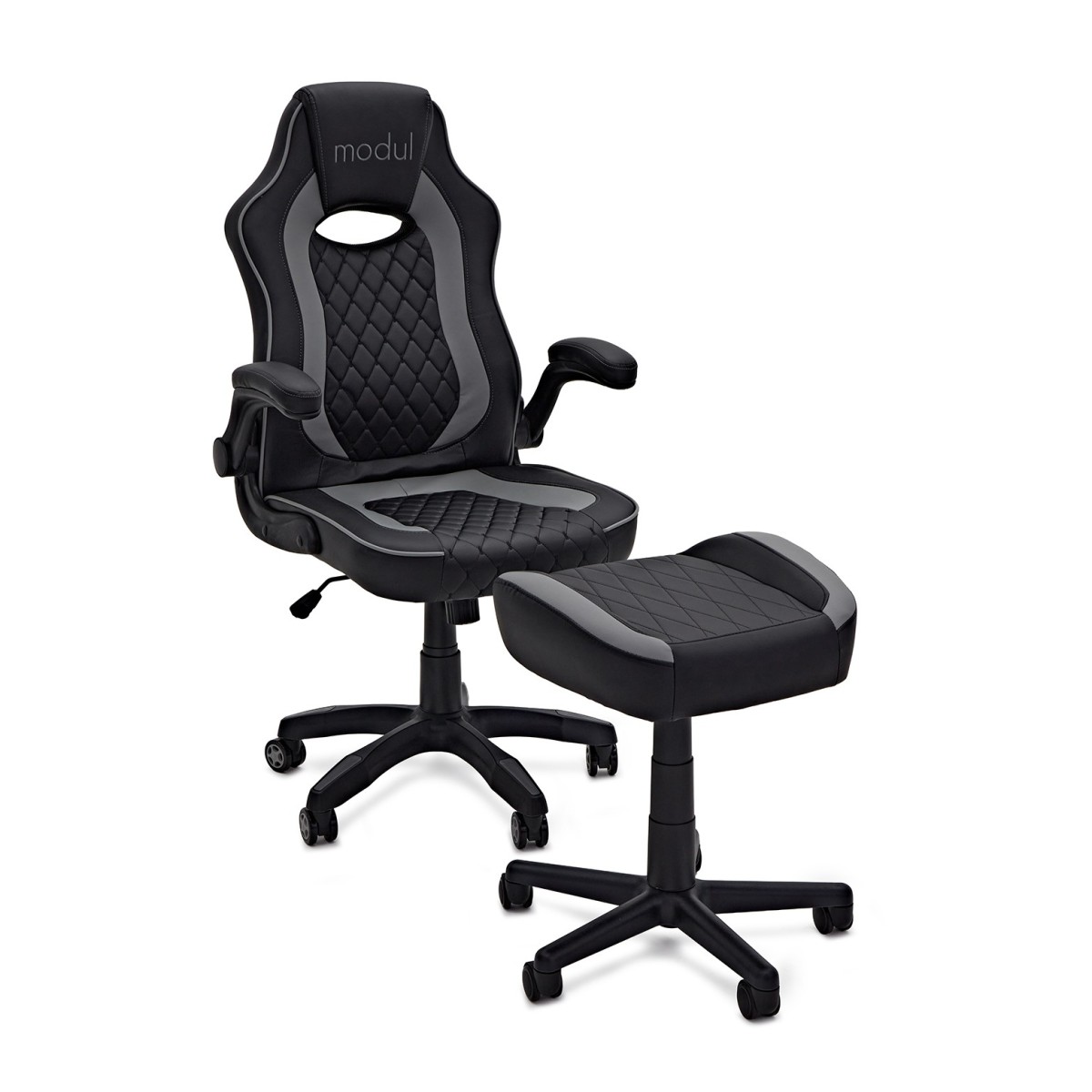 modul Studio Chair and Footstool Black and Grey