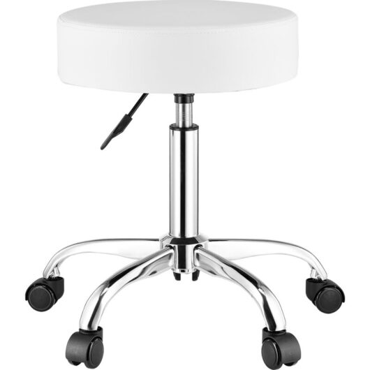 Rolling Stool with Wheels, 450 lbs Weight Capacity Round Rolling Stool Chair, Height Adjustable Thickened pu Leather Swivel Stool for Salon, Spa,